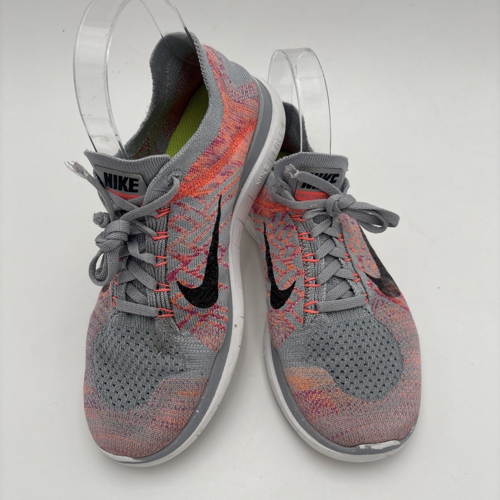 Nike Free 4.0 Flyknit Women's Size7.5‎ Running Shoes Gray Pink Orange